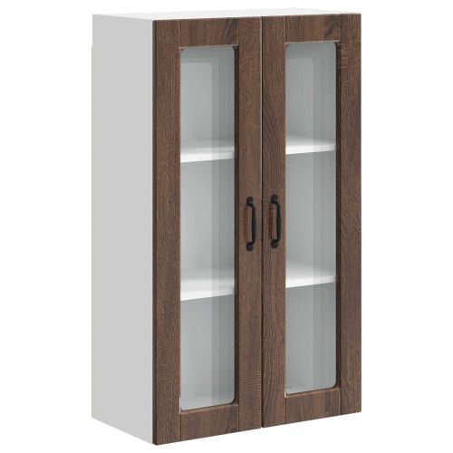 Стенен стъклен шкаф PORTO Кафяв дъб 60 x 31 x 100 см