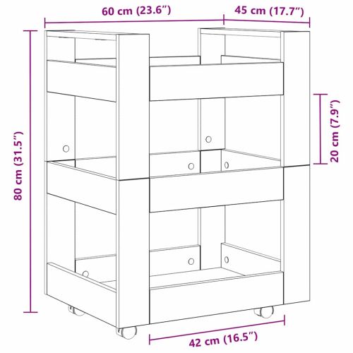 Кухненска количка Черния дъб 60 x 45 x 80 см