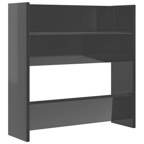 Шкафове за обувки 4 бр сив гланц 60x18x60 см инженерно дърво