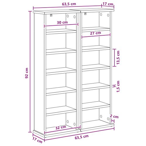 Кабинет за CD 2 бр. Опушен дъб 60 x 17 x 92 см