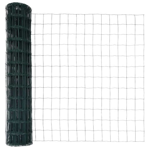 Европейска ограда 1 x 25 m Желязо с PVC покритие Зелено