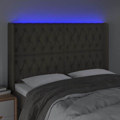 LED горна табла за легло, таупе, 147x16x118/128 см, плат
