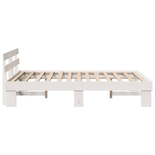 Рамка за легло с таблото Бяло 160 x 200 cm Солидно борово дърво