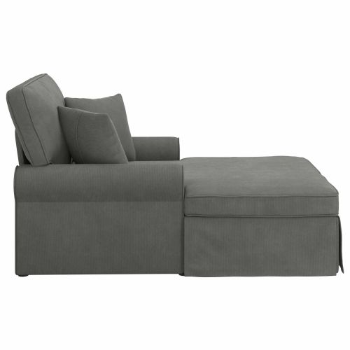 Шезлонг с пола 3 бр. Тъмен сив Кордюрова тъкан 91 x 157 x 91 см
