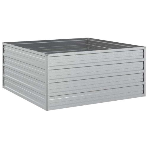 Повдигната градинска леха, 100x100x45 см, стомана, сребриста