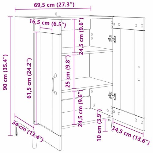 Служебен шкаф Черния дъб 69,5 x 34 x 90 см Инженерна дървесина