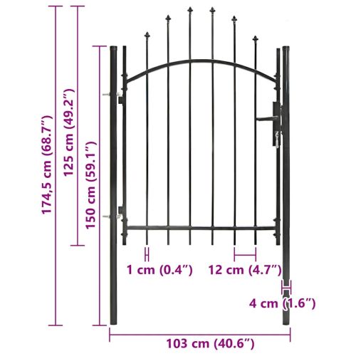 Градинска порта Woerden стомана 1x1,25 м черна