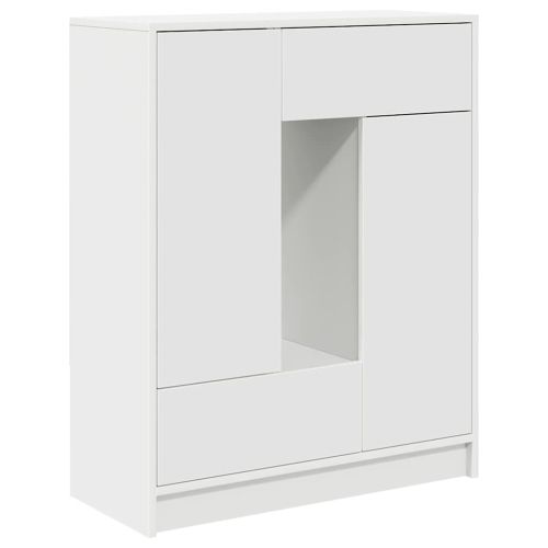 Бюфет с чекмеджета и вратички, бял, 73x31x90 см