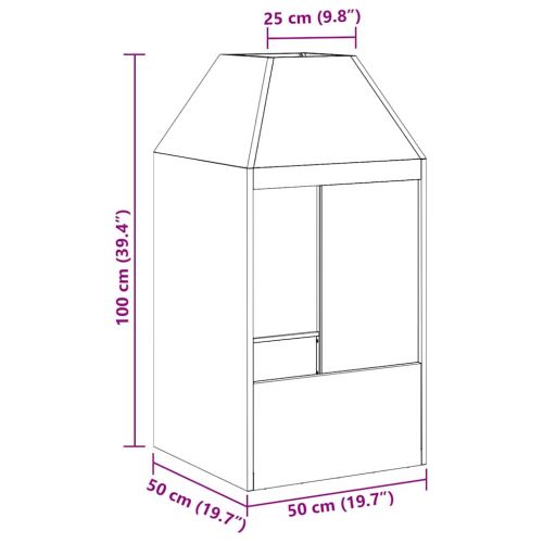 Котел за огън Черно 50 x 50 x 100 cm Кортенова стомана