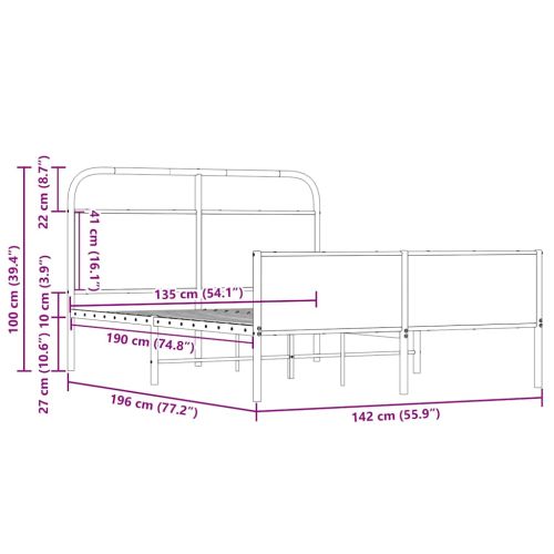 Рамка за легло без матрак 135x190 см дъб сонома инженерно дърво