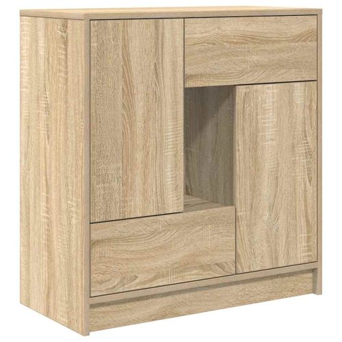 Бюфет с чекмеджета и вратички, дъб сонома, 70,5x34x74,5 см