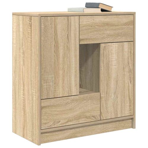 Бюфет с чекмеджета и вратички, дъб сонома, 70,5x34x74,5 см