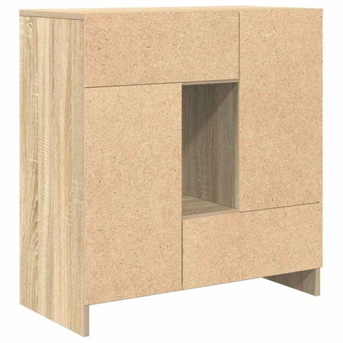 Бюфет с чекмеджета и вратички, дъб сонома, 70,5x34x74,5 см