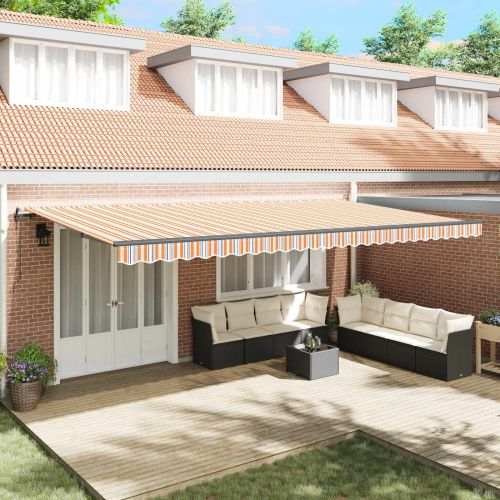 Прибираща се тента Многоцветен 600 × 300 cm Тъкан и алуминий