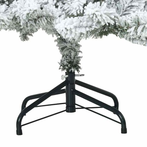 Изкуствено коледно дърво с хингед Бяло 150 cm PVC и стомана