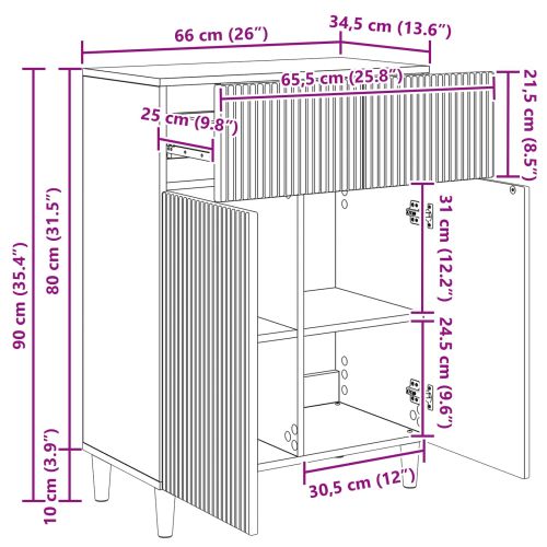 Служебен шкаф Черно 66 x 34,5 x 90 см Инженерна дървесина