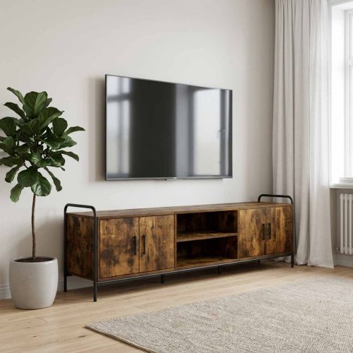 ТВ шкаф 167,5 x 33 x 50 см Опушен дъб Инженерна дървесина