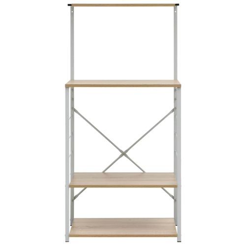 Шкаф за микровълнова бял и дъб 60x39,6x123 см инженерно дърво