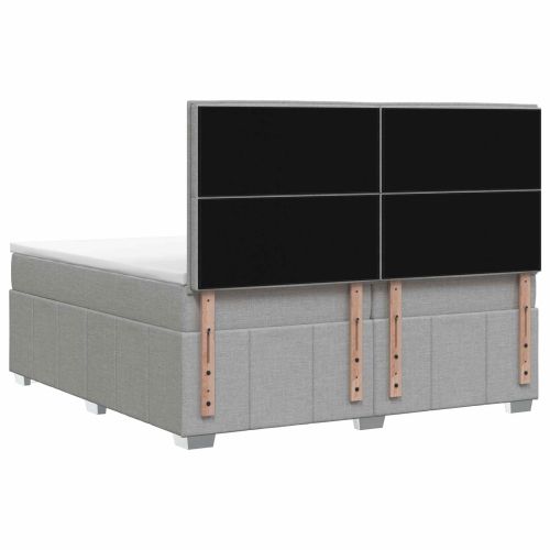 Континентално легло с матрак Светлосиво 200 x 200 cm Текстил