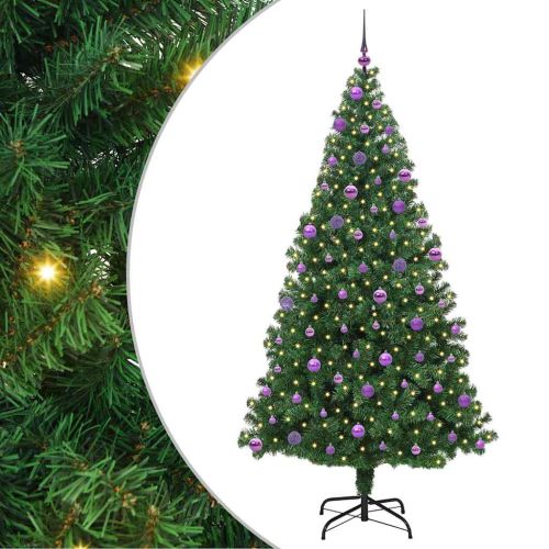 С изкуствено коледно дърво с 300 LED светодиода Зелен 210 cm