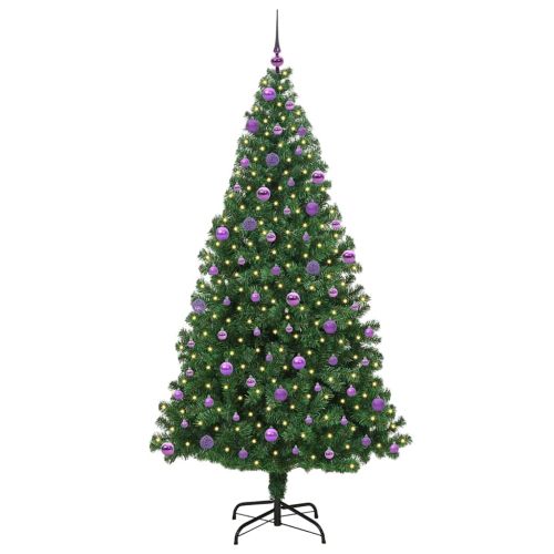 С изкуствено коледно дърво с 300 LED светодиода Зелен 210 cm