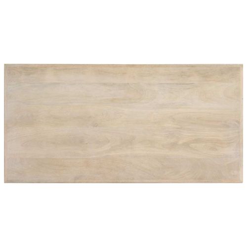 Трапезна маса, бяла, 120x60x75 cм, мангово дърво масив