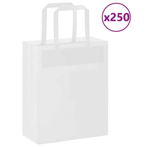 Хартиени торбички 250 бр с дръжки бели 18x8x22 см