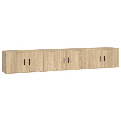ТВ шкафове за стенен монтаж, 3 бр, сонома дъб, 80x34,5x40 см