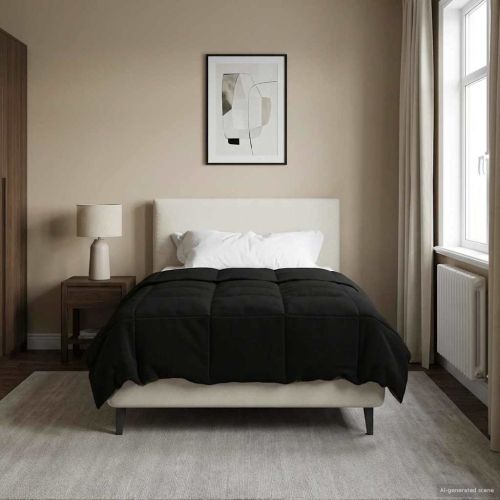 Пълно годишно юрганче 140 x 200 cm 4 сезона Черно Дишащo