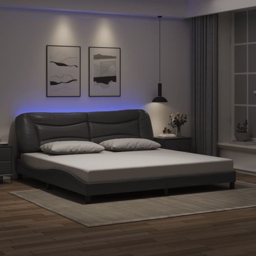 Рамка за легло с LED без матрак Hvar сива 200x200 см