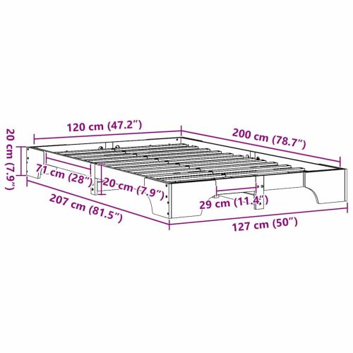 Рамка за легло Бяло 120 x 200 cm Солидно борово дърво