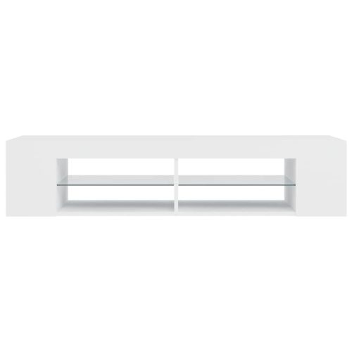 ТВ шкаф с LED осветление, бял, 135x39x30 см