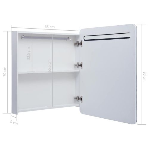 LED шкаф с огледало за баня, 68x9x80 см