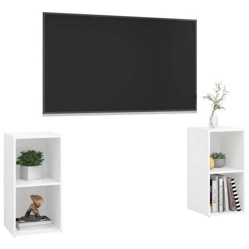 ТВ шкафове, 2 бр, бeли, 72x35x36,5 см, инженерно дърво