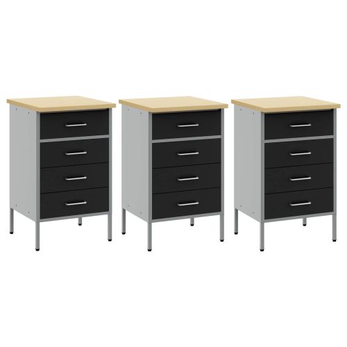 Работен кабинет с чекмедже 3 бр. Черен и Сив 150 x 55 x 85 см