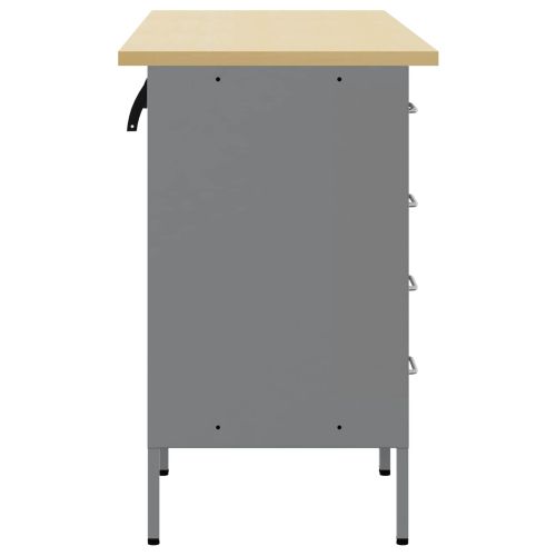 Работен кабинет с чекмедже 3 бр. Черен и Сив 150 x 55 x 85 см