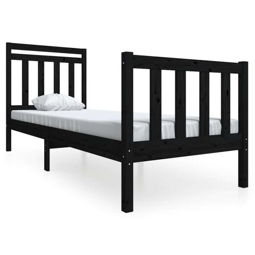 рамка за легло черна 75x190 см Small Single дърво масив