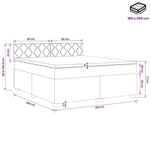 Континентално легло с матрак Тъмен син 180 x 200 cm Кадифе