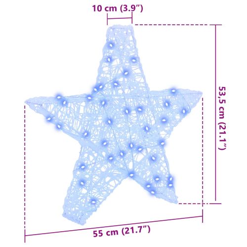 3D звезда 50 LED светодиода Синьо 55 x 53.5 x 10 см Акрил