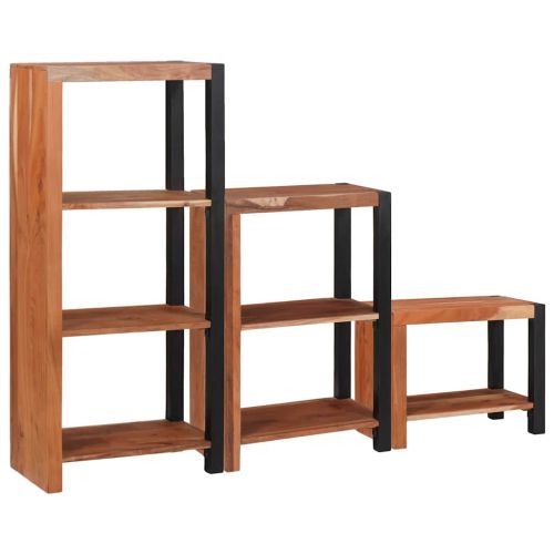 Рафт за книги 6 нива 3 бр. 50 x 30 x 110 см Кафяво