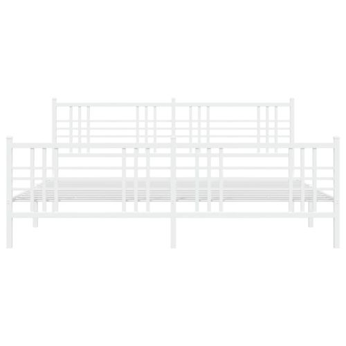 Метална рамка за легло с горна и долна табла, бяла, 183x213 см
