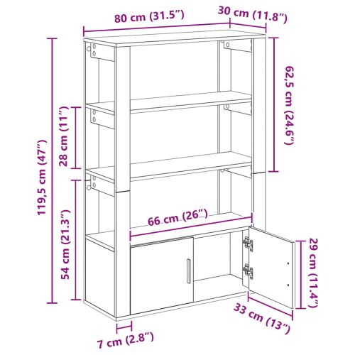 Служебен шкаф дъб артизан 30 x 80 x 119.5 см