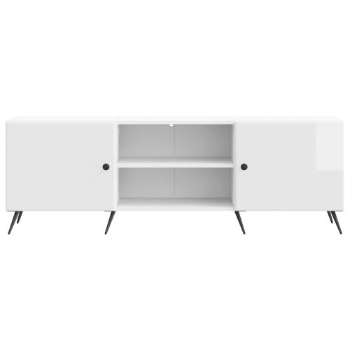 ТВ шкаф 150 x 31 x 50 см Бял гланц Инженерна дървесина