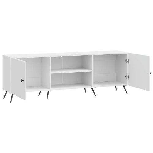 ТВ шкаф 150 x 31 x 50 см Бял гланц Инженерна дървесина