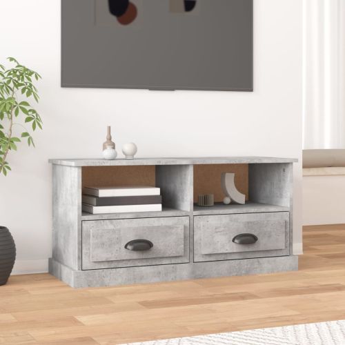 ТВ шкаф, бетонно сиво, 93x35,5x45 см, инженерно дърво