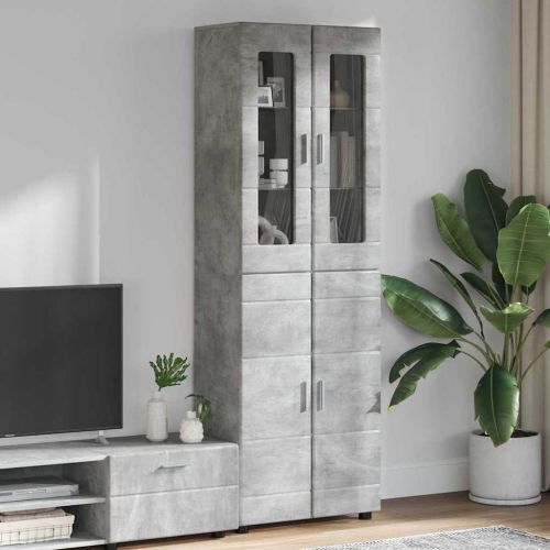 Висок шкаф FLORIN 60 x 35 x 182 см Циментено сиво
