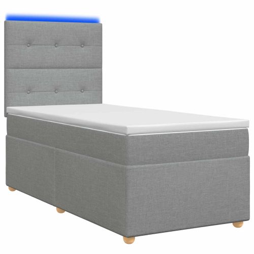 LED легло с матрак с LED ленти Светлосиво 90 x 190 cm Текстил