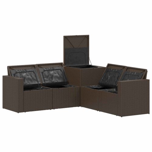 Комплект дивани 5 бр. Кафяво и червено 182,5 x 182,5 x 85 см