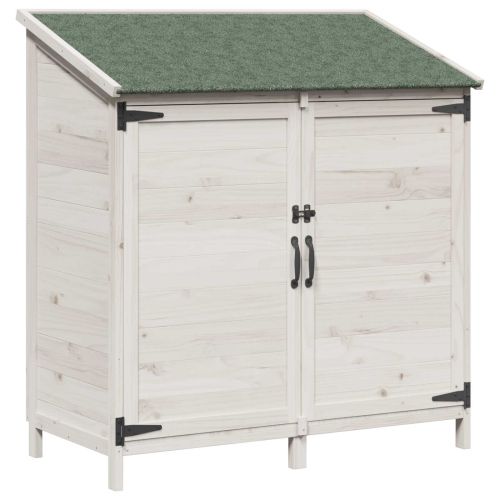 Градина постройка Бяло 106 x 56 x 113,5 cm Солидно ела дърво