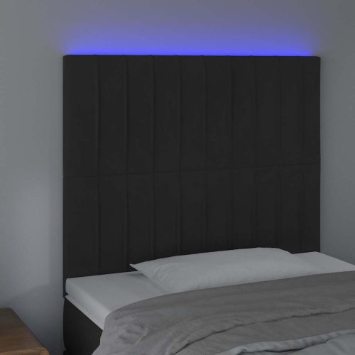 LED горна табла за легло, черна, 90x5x118/128 см, кадифе